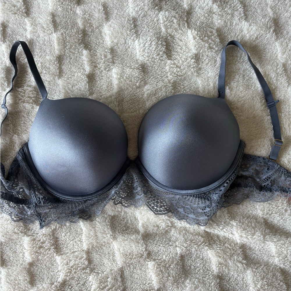 Elegant Gray Lace Bra